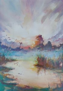 Crépuscule sur les marais